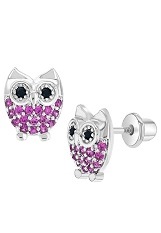 beautiful cubic zirconia owl baby stud earrings